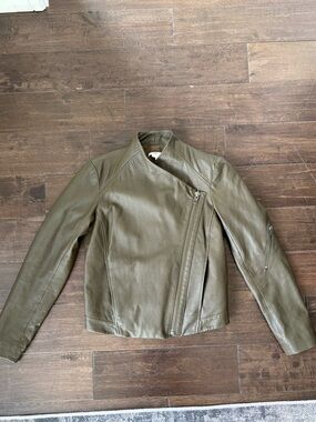 Helmut Lang Olive Green Leather Jacket
